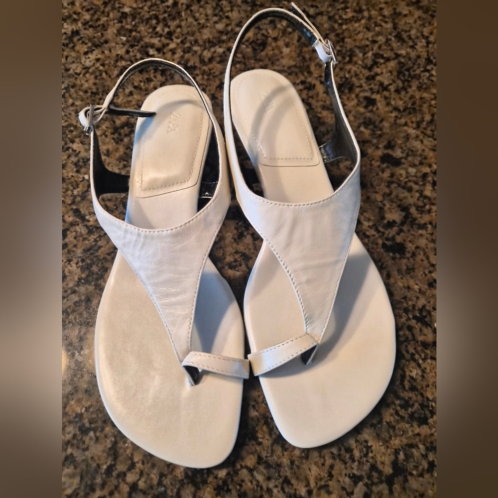 Zara Open Toed Slingbacks With Kitten Heel